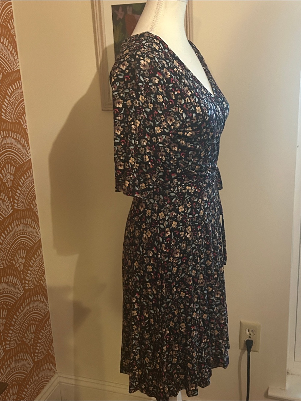 Gilli Black Floral Wrap Dress with Multicolor Blossoms - Picture 4 of 6